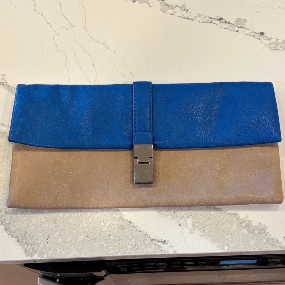 Urban Expressions Blue and Tan Clutch